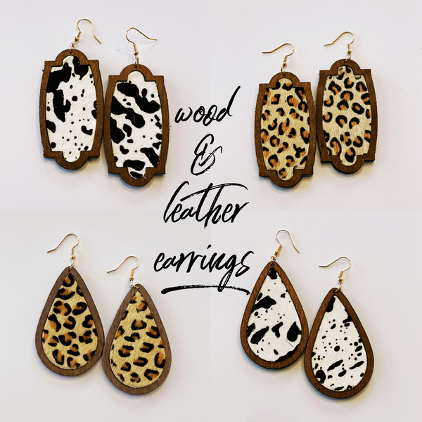 Wood & Leather Earrings