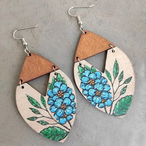 Bluebonnet Wooden Earrings
