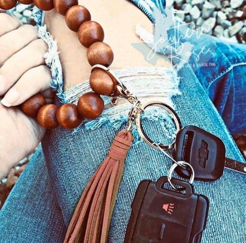 Wooden Bead Keychain