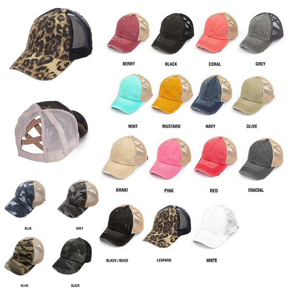 Messy Bun/Ponytail Hats - CHRISTMAS edition