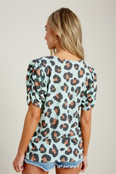 Leopard Puff Sleeve Top